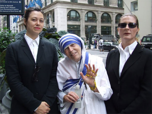 Transart faculty Linda Montano performing Mother Theresa. Photo: Linda Montano