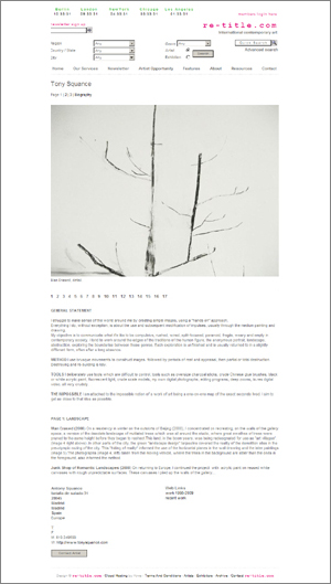 Snapshot of artist Tony Squance?s portfolio page