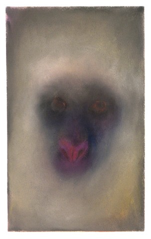 Jan Harrison, The Corridor Series Primate #1, 2009, Pastel and ink on rag paper, 30.25 x 22.5 inches<br/>