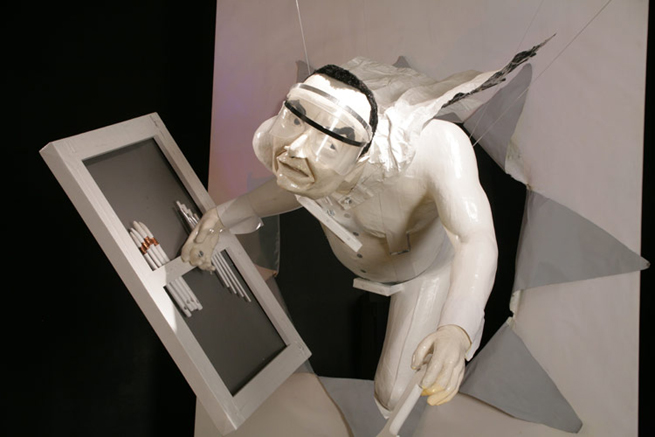 The A-Men: RY-MAN<br/>2008 - Scotch tape, kraft paper, cardboard, various materials - Lifesize. <br/>� Olivier Blanckart<br/>