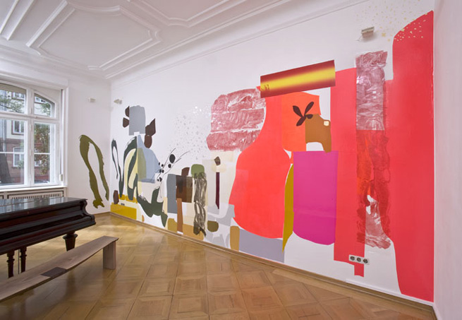 Monique van Genderen<br/>Installation View 2007, Voges + Partner Gallery<br/>vinyl, oil on wall, 650 x 350 cm<br/>